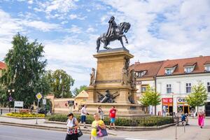 Podebrady- Czech- 27 July 2024. Statue of George of Podiebrad or King of Bohemia photo