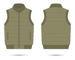 Mockup puffer vest front and back view vector