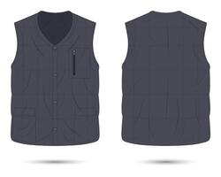 Modern puffer vest mockup front and back view vector