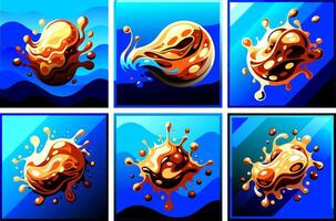 Set of color templates with abstract drops and splashes of liquid vector