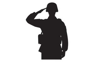 an army soldier saluting silhouette. soldier saluting on the on white background vector