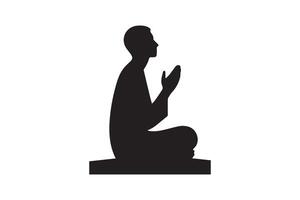 Man Praying Making Supplication Silhouette Illustration in white background vector