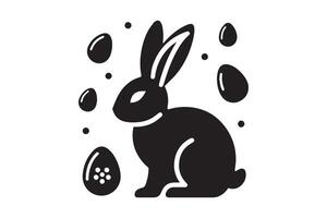 Easter bunny with egg silhouette vector