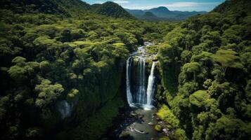 Rainforest canopy drone photography waterfalls photo