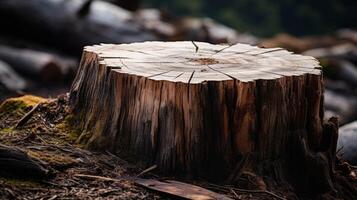 Petrified tree stump captured in forest photograph photo