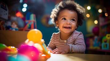 Curious baby captured naturally in unposed photograph photo