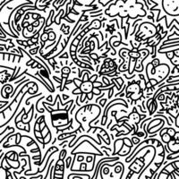 abstract doodle art filled with whimsical characters, plants, and random elements. Perfect for adding a fun and quirky touch to your design projects. Ideal for creative, artistic, and decorative use. vector
