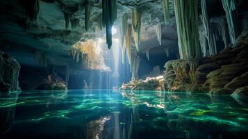 Intriguing limestone cave with stunning formations photo