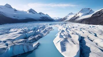 Drone photo remote glacier valley scenery