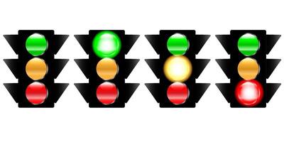 Traffic Lights with a glow on the colours, green, amber and red for websites or review concepts vector