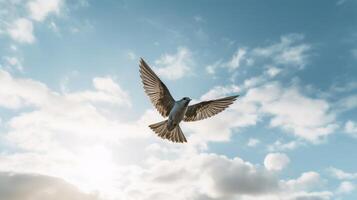 Avian gliding smoothly in vast open sky photo