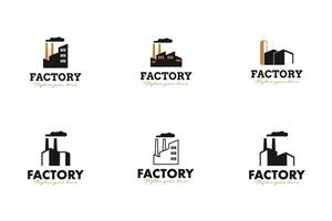 Set collection of factory with pollution smoke logo logo design illustration template idea vector