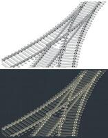 Fork in the railway tracks isometric technical drawings vector