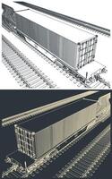 Cargo railway platform with a container illustrations vector