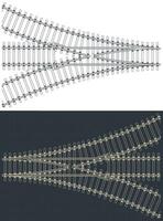 Fork in the railway tracks technical drawings vector