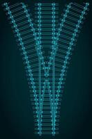 Fork in the railway tracks blueprints vector