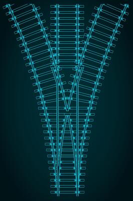 Fork in the railway tracks blueprints
