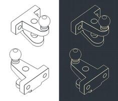 Tow ball isometric blueprints vector