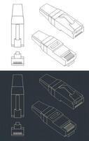 Ethernet plug blueprints vector