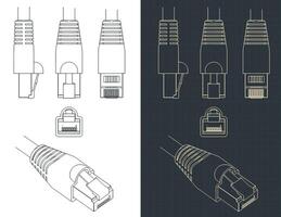 Ethernet plug blueprint vector