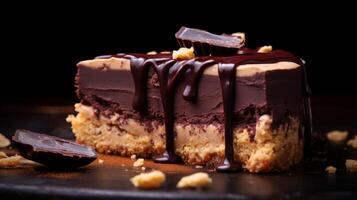 Peanut butter and chocolate tart cross section showing rich layers photo
