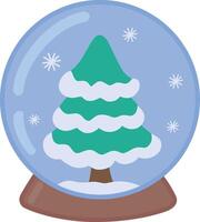 Christmas illustration with a snow globe and a Christmas tree. illustration in a modern flat style - a glass snow globe with a Christmas tree. Greeting card, design. vector