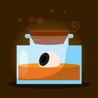 Spooky bottle with mysterious eye, vector