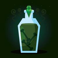 Spooky bottle with mysterious bones, vector