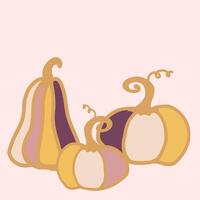 A collection of colorful pumpkins on a soft pastel background during autumn vector