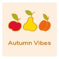 Autumn vibes with colorful fruits on a light background vector
