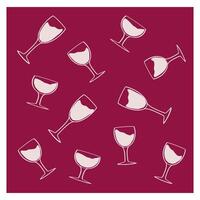 Pattern of wine glasses on a maroon background presents a playful design for beverage lovers vector