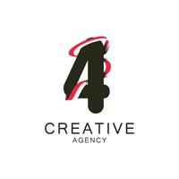 Modern Logo Design for Creative Agency with Number Four vector
