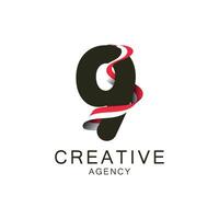 Modern Logo Design for Creative Agency with Number nine vector