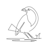 continuous monoline drawing of simple bird vector
