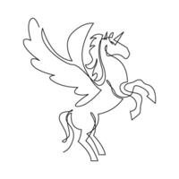 CONTINUOUS MONO LINE DRAWING OF SIMPLE UNICORN vector