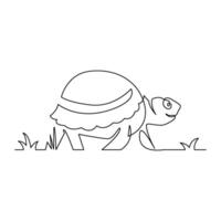 continuous monoline drawing of simple turtle vector