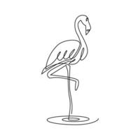 continuous mono line drawing of abstract flamingo vector