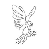 continuous mono line drawing of eagle vector
