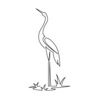 continuous monoline drawing of simple stork vector