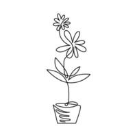 continuous mono line drawing of abstract flowers vector