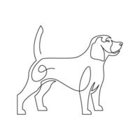 continuous mono line drawing of abstract beagle dog vector