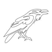 continuous mono line drawing of abstract raven or crow vector