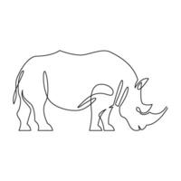 continuous mono line drawing of abstract rhino vector
