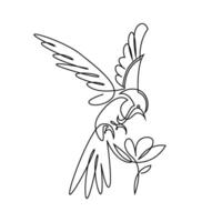 continuous mono line drawing of abstract bird vector