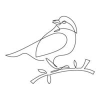 continuous mono line drawing of abstract sparrow bird vector