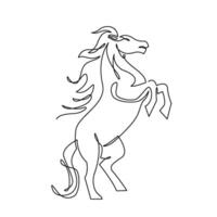 continuous mono line drawing of abstract stallion or horse vector