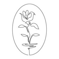 continuous mono line drawing of abstract flower vector
