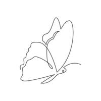 continuous line art or monoline drawing of simple butterfly vector