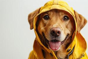 Happy Dog wearing Electrician costumes, studio lighting, isolated on white background, stock photographic style photo