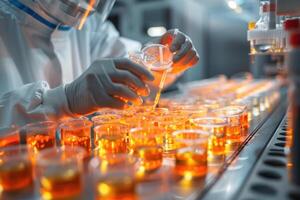 A scientist examining bacterial cultures in a sterile lab, illustrating pathogen research photo